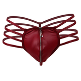 Men's Low Waist PU Leather G-string Briefs / Sexy Hollow Out Open Butt Zipper Thong Underwear - EVE's SECRETS