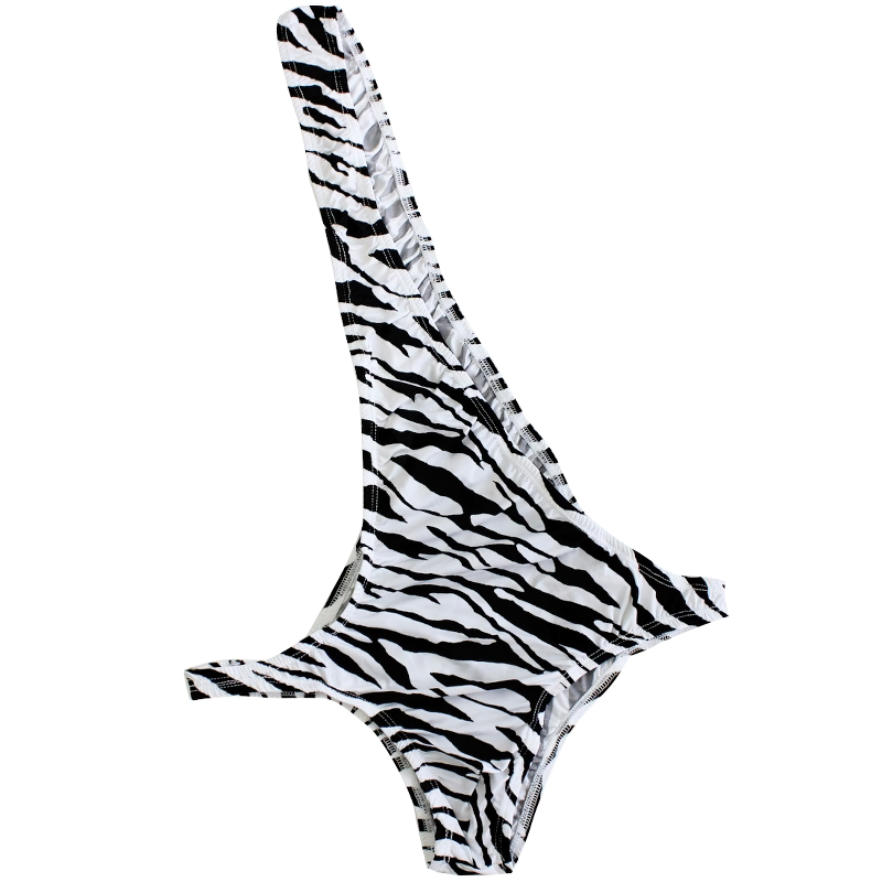 Men's Mankini Strap Sexy Zebra Lingerie / Male Exotic One-Shoulder Bodysuit Underwear - EVE's SECRETS