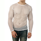Men's Mesh Long Sleeve O-Neck Summer Top / Sexy Fishnet See Through Clubwear - EVE's SECRETS