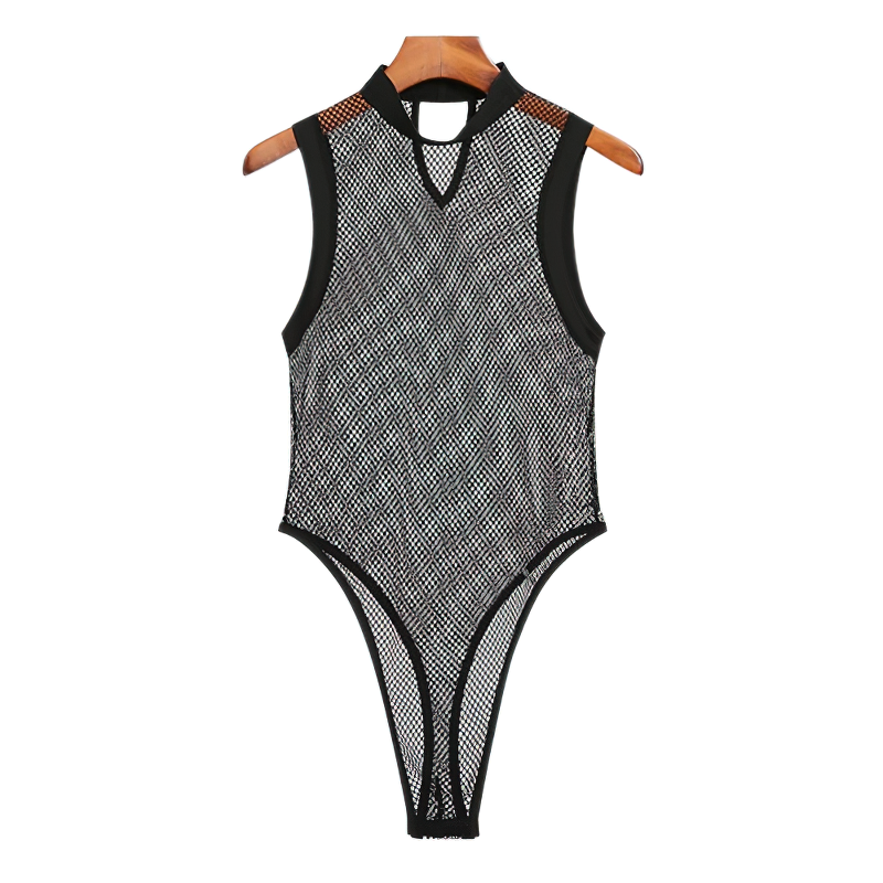 Men's Mesh Patchwork Sleeveless Bodysuit / Sexy Male  See Through Thin Romper - EVE's SECRETS