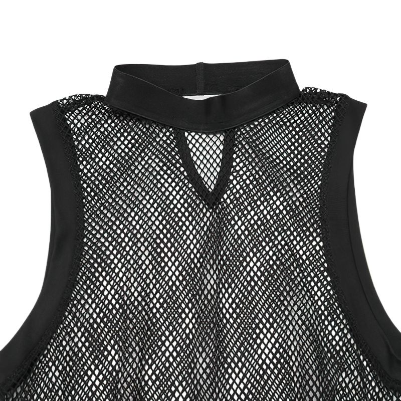 Men's Mesh Patchwork Sleeveless Bodysuit / Sexy Male  See Through Thin Romper - EVE's SECRETS