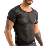 T-shirt en résille transparent en maille pour hommes / sous-vêtements respirants pour hommes