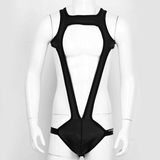 Men's One-Piece Shiny Metallic Underwear / Wide Shoulder Strap Bulge Pouch Male Rave Clubwear - EVE's SECRETS