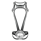 Men's One-Piece Shiny Metallic Underwear / Wide Shoulder Strap Bulge Pouch Male Rave Clubwear - EVE's SECRETS