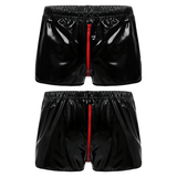 Men's Pole Dance Clubwear Rave Shorts / Elastic Waistband Wet Look Zipper Crotch Short Pants - EVE's SECRETS
