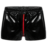 Men's Pole Dance Clubwear Rave Shorts / Elastic Waistband Wet Look Zipper Crotch Short Pants - EVE's SECRETS
