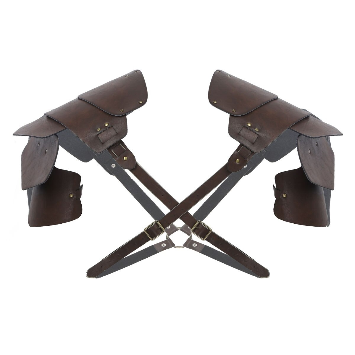 Men's PU Leather Chest Harness in Steampunk Style / Cosplay X-Shaped Bondage with Shoulder Armors - EVE's SECRETS