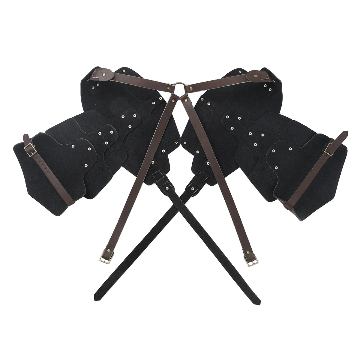 Men's PU Leather Chest Harness in Steampunk Style / Cosplay X-Shaped Bondage with Shoulder Armors - EVE's SECRETS