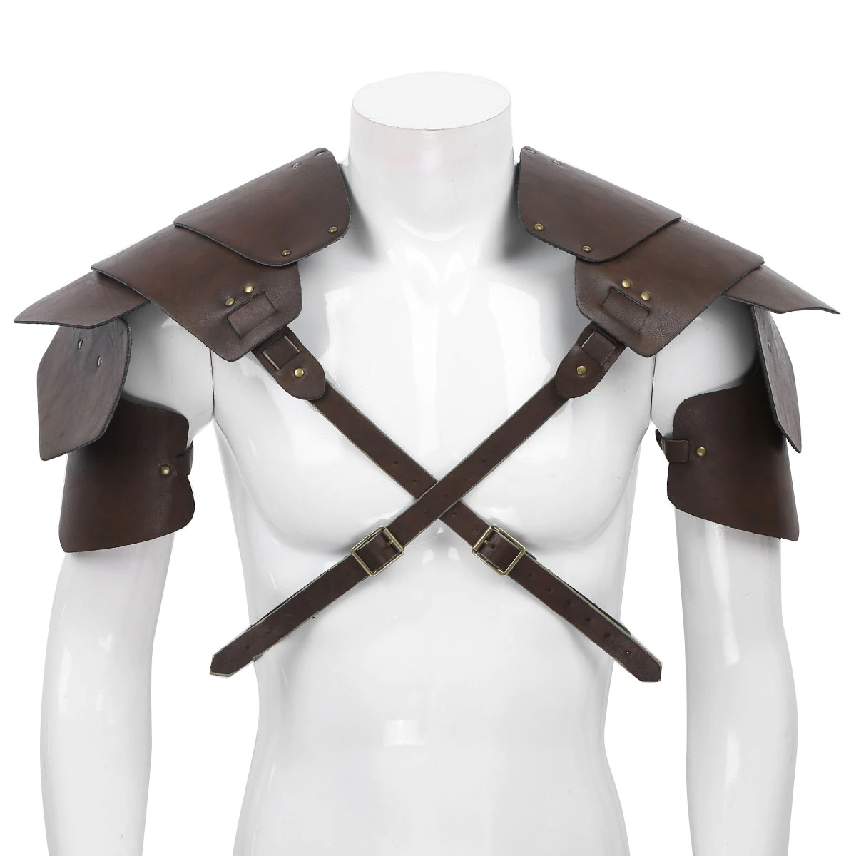 Men's PU Leather Chest Harness in Steampunk Style / Cosplay X-Shaped Bondage with Shoulder Armors - EVE's SECRETS