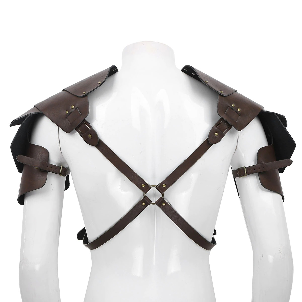 Men's PU Leather Chest Harness in Steampunk Style / Cosplay X-Shaped Bondage with Shoulder Armors - EVE's SECRETS