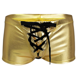 Men's PU Leather Drawstring Boxer Briefs / Male Shiny Boxer Shorts Swimwear Underpants - EVE's SECRETS