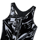 Men's PU Leather Wetlook Bodysuit / Sexy Gay Crotchless Cut Out Body Stocking - EVE's SECRETS