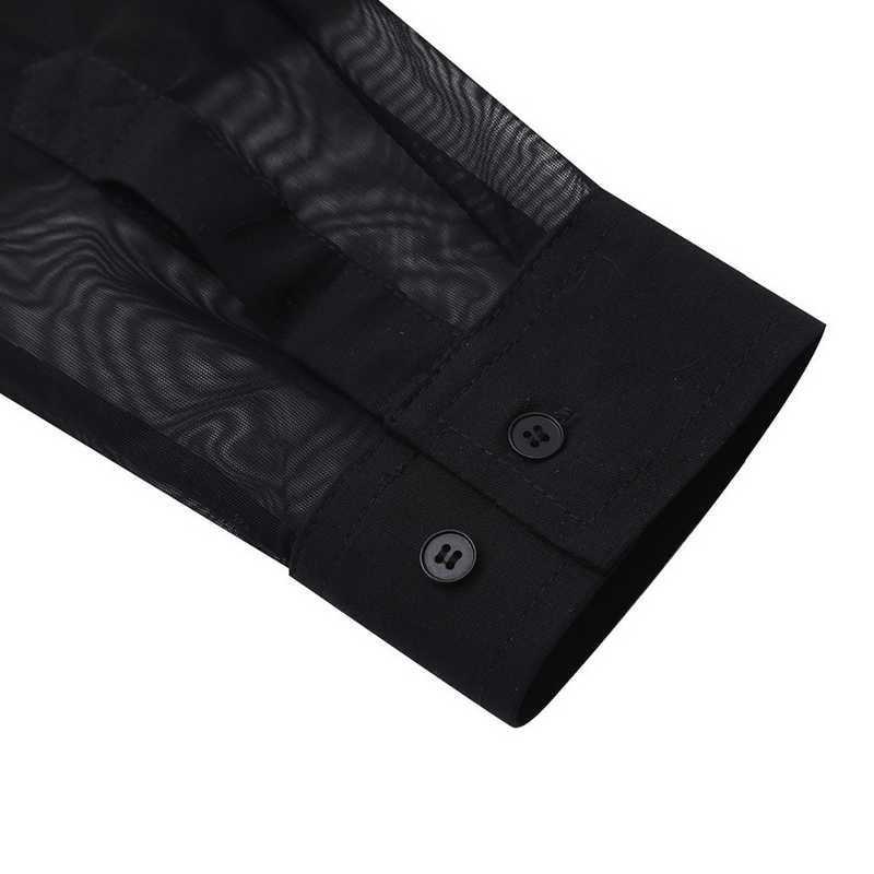 Men's See-through Mesh Shirt with Turn-down Collar and Long Sleeves / Sexy Outfits for Men - EVE's SECRETS
