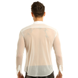 Men's See-through Mesh Shirt with Turn-down Collar and Long Sleeves / Sexy Outfits for Men - EVE's SECRETS