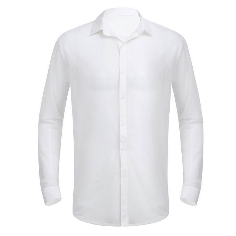 Men's See-through Mesh Shirt with Turn-down Collar and Long Sleeves / Sexy Outfits for Men - EVE's SECRETS