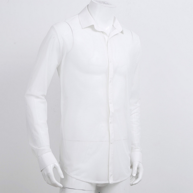 Men's See-through Mesh Shirt with Turn-down Collar and Long Sleeves / Sexy Outfits for Men - EVE's SECRETS