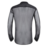 Men's See-through Mesh Shirt with Turn-down Collar and Long Sleeves / Sexy Outfits for Men - EVE's SECRETS