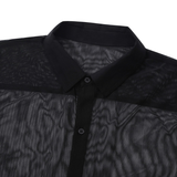 Men's See-through Mesh Shirt with Turn-down Collar and Long Sleeves / Sexy Outfits for Men - EVE's SECRETS