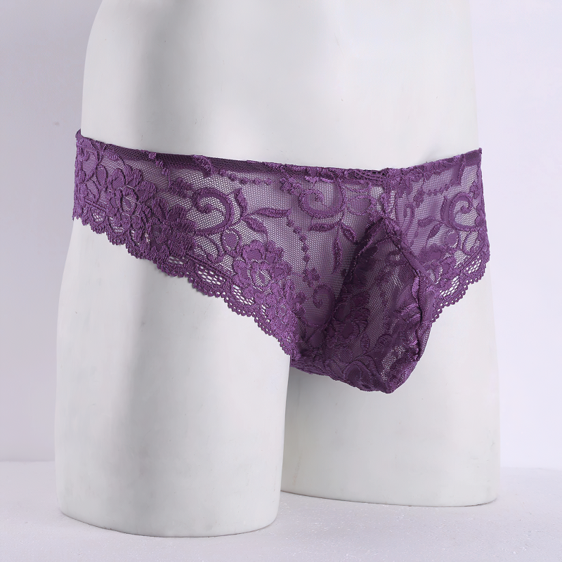 Men's Sexy Lace Floral Lingerie Panties / G-String Transparent Bikini Briefs Underwear - EVE's SECRETS