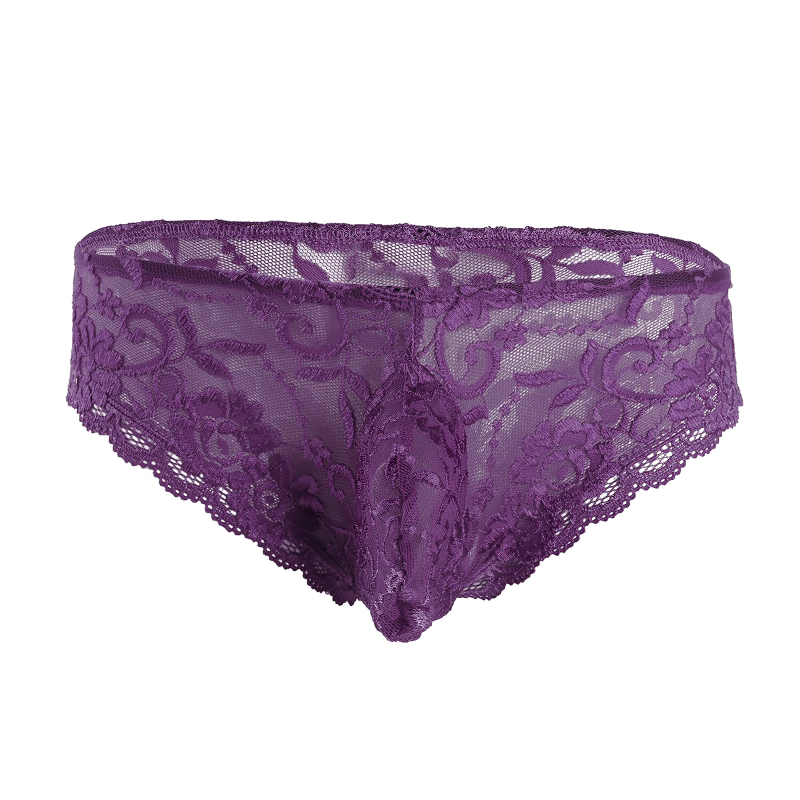 Men's Sexy Lace Floral Lingerie Panties / G-String Transparent Bikini Briefs Underwear - EVE's SECRETS