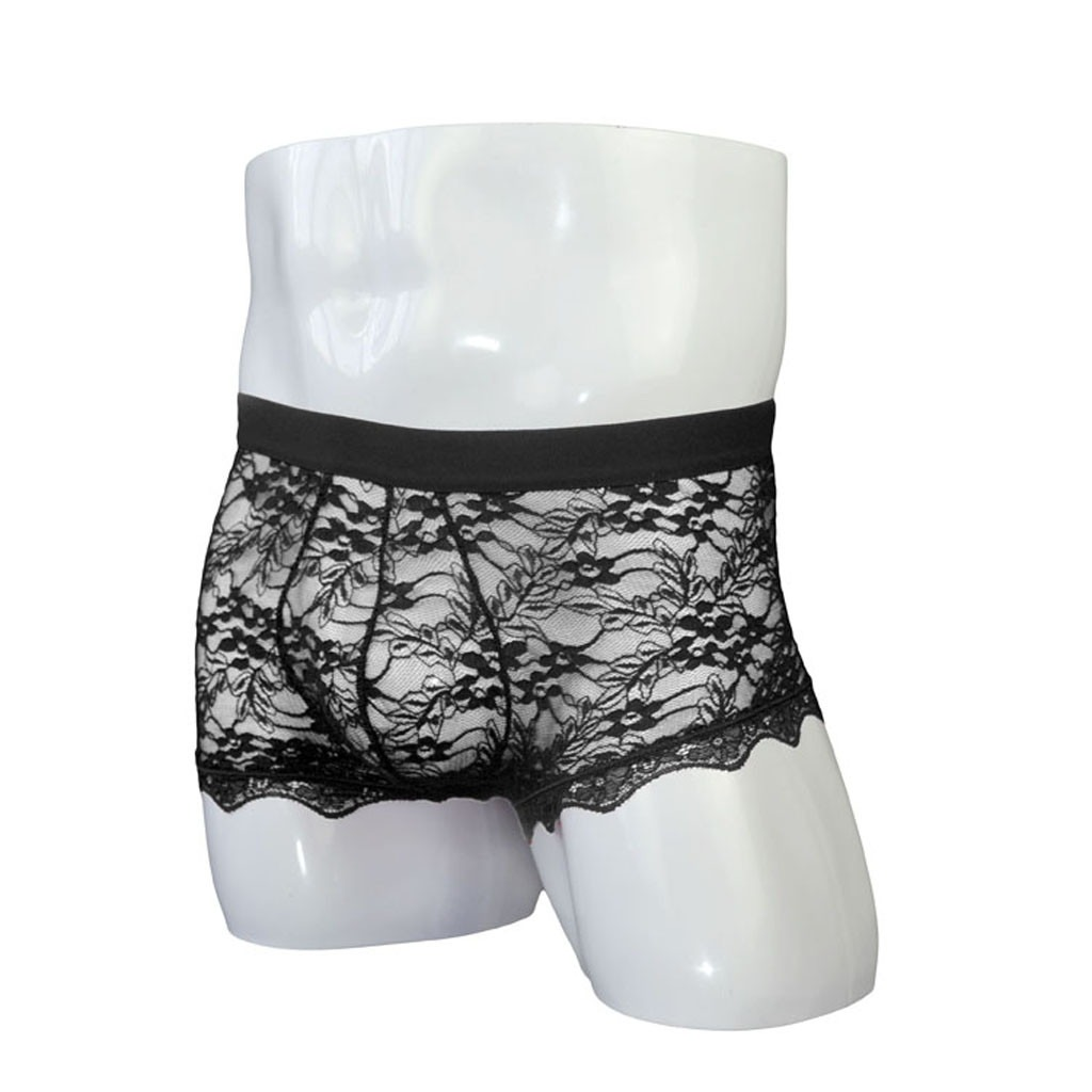 Men's Sexy Lace-Up Back Panties / Male Sissy Underwear with Floral Pattern - EVE's SECRETS