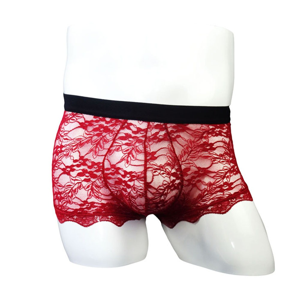 Men's Sexy Lace-Up Back Panties / Male Sissy Underwear with Floral Pattern - EVE's SECRETS