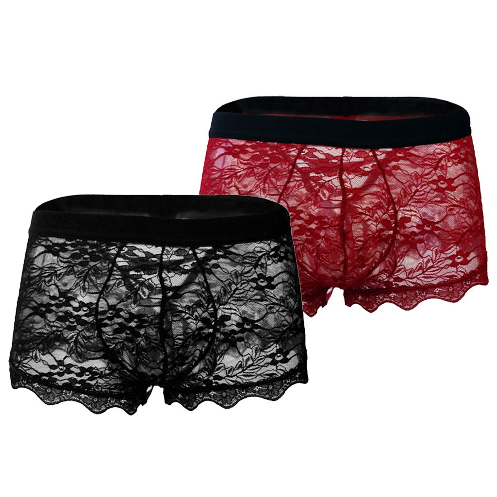 Men's Sexy Lace-Up Back Panties / Male Sissy Underwear with Floral Pattern - EVE's SECRETS