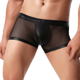 Men's Sexy Mesh T-Shirt and Low-Rise Boxer Briefs Set / Black Transparent Underwear for Men - EVE's SECRETS