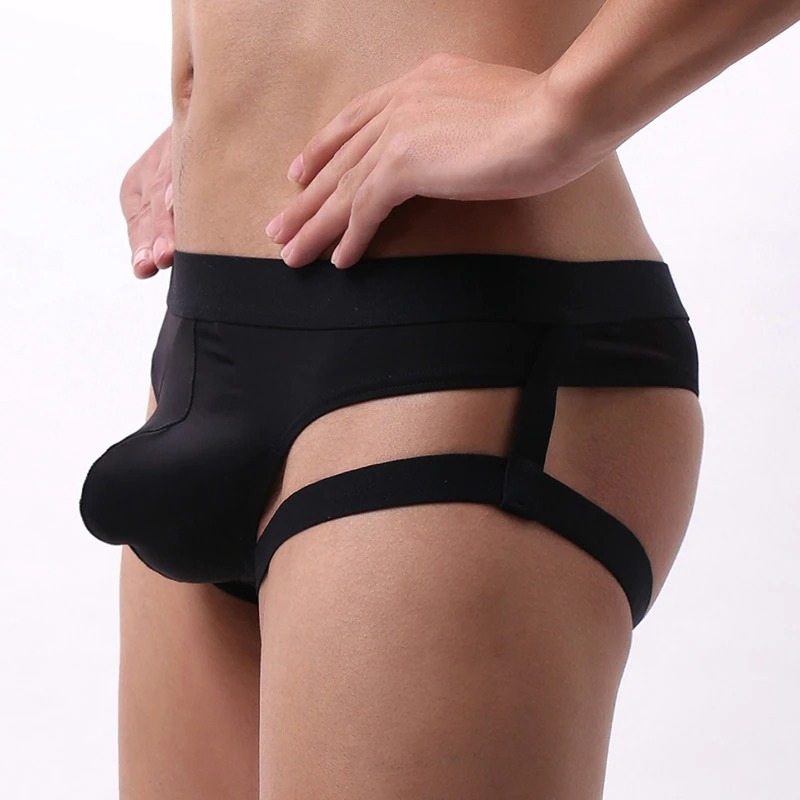 Men's Sexy Low Rise Seamless Briefs with Straps / Male Erotic Bulge Pouch Panties - EVE's SECRETS