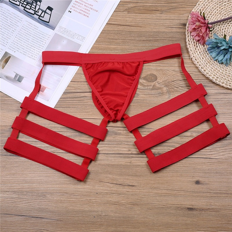 Men's Sexy Panties with Bulge Pouch and Garters / Erotic Gay Underpants Underwear - EVE's SECRETS