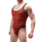 Men's Sexy See-through Mesh Sleeveless Bodysuit / Erotic High Cut Round Neck Underwear - EVE's SECRETS