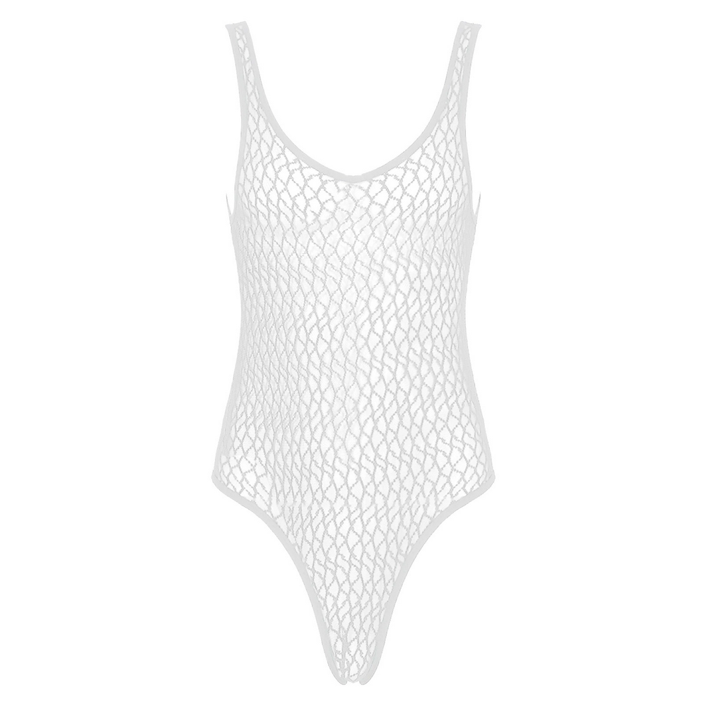 Men's Sexy See-through Mesh Sleeveless Bodysuit / Erotic High Cut Round Neck Gay Underwear - EVE's SECRETS