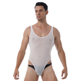 Men's Sexy See-through Mesh Sleeveless Bodysuit / Erotic High Cut Round Neck Gay Underwear - EVE's SECRETS