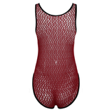 Men's Sexy See-through Mesh Sleeveless Bodysuit / Erotic High Cut Round Neck Gay Underwear - EVE's SECRETS