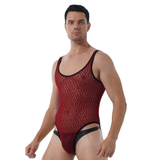 Men's Sexy See-through Mesh Sleeveless Bodysuit / Erotic High Cut Round Neck Gay Underwear - EVE's SECRETS