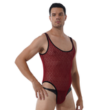 Men's Sexy See-through Mesh Sleeveless Bodysuit / Erotic High Cut Round Neck Gay Underwear - EVE's SECRETS