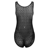 Men's Sexy See-through Mesh Sleeveless Bodysuit / Erotic High Cut Round Neck Gay Underwear - EVE's SECRETS