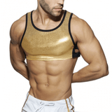 Sexy glänzendes Crop-Top für Herren / Herren-Outfits im Sportstil in zwei Metallic-Farben