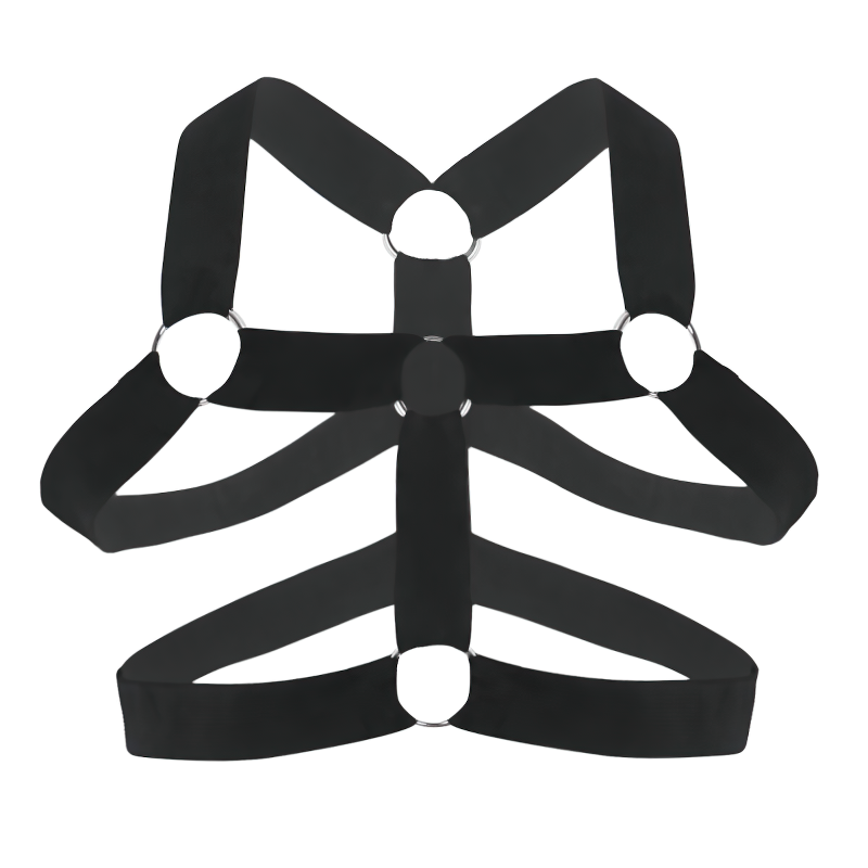 Men's Sexy Shoulder Chest Harness / Male Erotic Fetish Metal Ring Elastic Belt - EVE's SECRETS