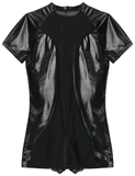 Men's Shiny Metallic Fashion Costumes / See-Through Open Butt Patchwork Bodysuit - EVE's SECRETS