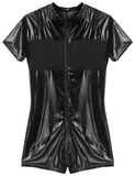 Men's Shiny Metallic Fashion Costumes / See-Through Open Butt Patchwork Bodysuit - EVE's SECRETS