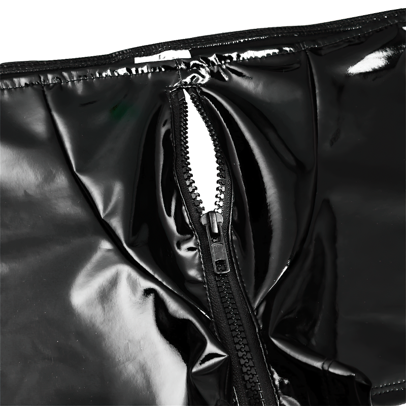 Men's Shiny Metallic Zipper Panties / Bulge Pouch Open Butt Boxer Underwear Shorts - EVE's SECRETS