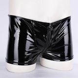 Men's Shiny Metallic Zipper Panties / Bulge Pouch Open Butt Boxer Underwear Shorts - EVE's SECRETS
