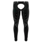 Men's Shiny PU Leather Open Back and Pouch Pants / Nightclub Gay Trousers - EVE's SECRETS
