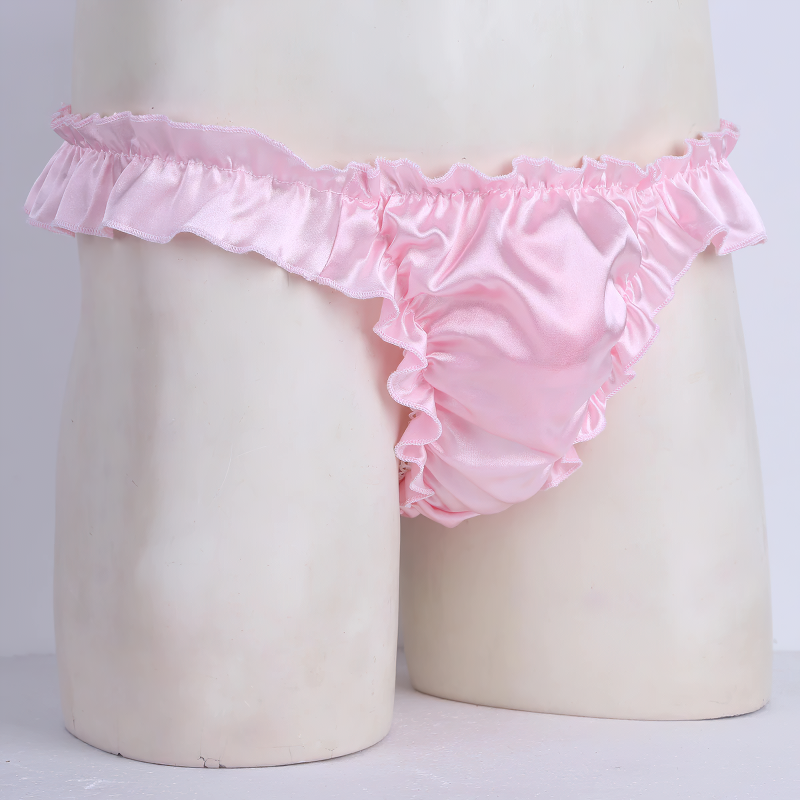 Men's Shiny Ruffled Soft Lingerie Panties / Sissy Bikini Briefs Underwear - EVE's SECRETS