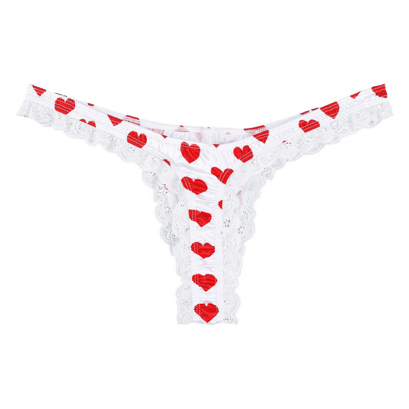 Men's Shiny Satin Ruffle Lace Panties / Male High Cut Sissy Underwear Lingerie - EVE's SECRETS