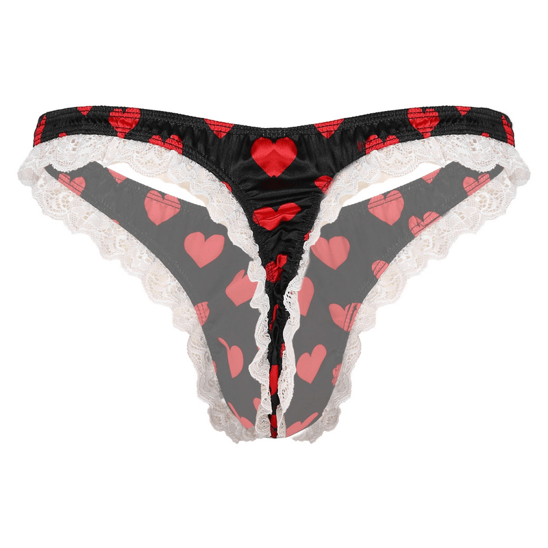 Men's Shiny Satin Ruffle Lace Panties / Male High Cut Sissy Underwear Lingerie - EVE's SECRETS