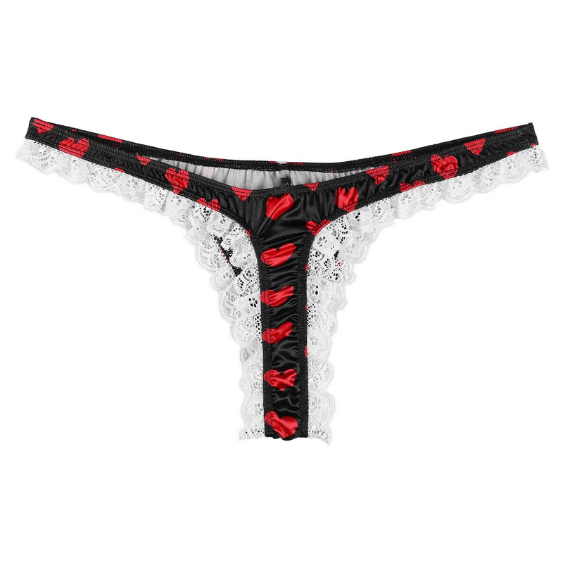 Men's Shiny Satin Ruffle Lace Panties / Male High Cut Sissy Underwear Lingerie - EVE's SECRETS