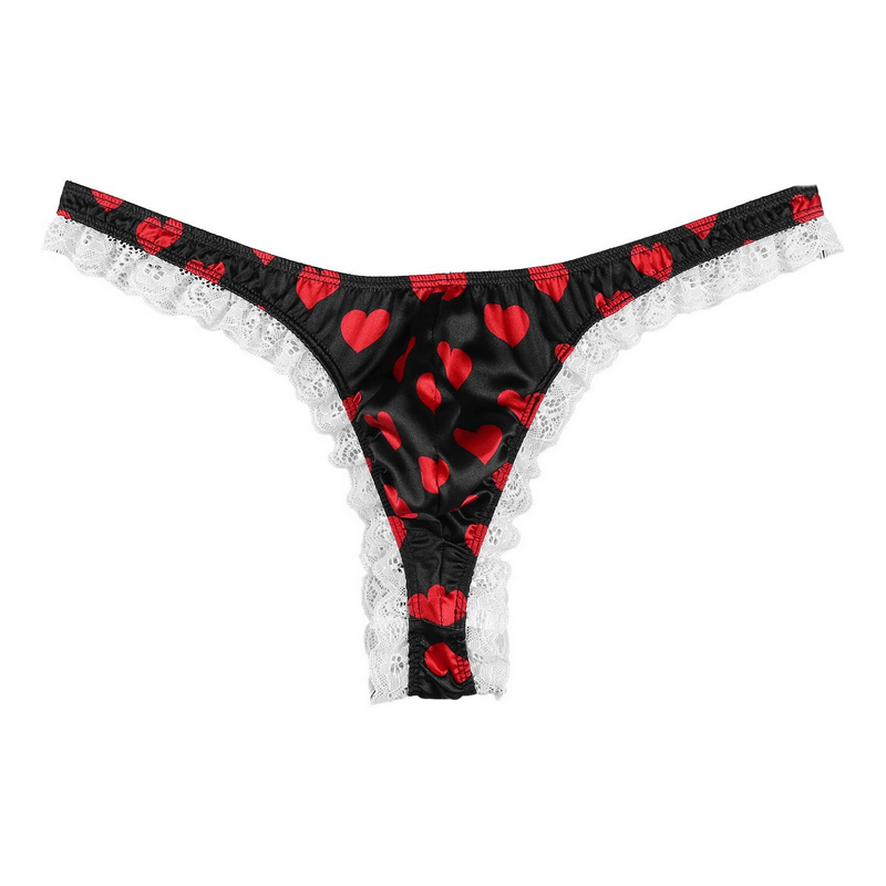 Men's Shiny Satin Ruffle Lace Panties / Male High Cut Sissy Underwear Lingerie - EVE's SECRETS