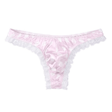 Men's Shiny Satin Ruffle Lace Panties / Male High Cut Sissy Underwear Lingerie - EVE's SECRETS